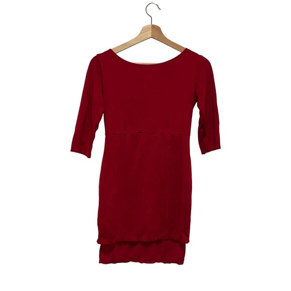 Alice + Olivia Red 3/4 Sleeve Back Zipper Above Knee Mini Dress Women's Size S - Picture 1 of 9